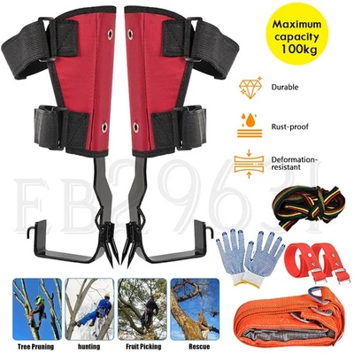 Non-Slip Pair Tree Climbing Spikes 2 Gear w/ Safety Belt Pole Spurs Adjustable - image 1 of 4