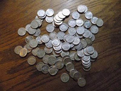 Lote de 100 monedas de diez centavos Roosevelt 90 % plata varias fechas acuñadas valor nominal de $10 Foto 1 de 3