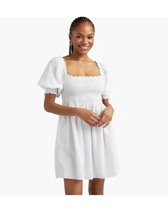 Hill House Home Athena Nap Dress NWT XS Sundress Sheet White Swiss Dot - Picture 1 of 5