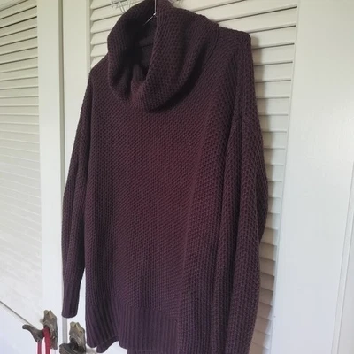 Sanctuary女式中号高领纹理毛衣茄子紫色 — 第 1/4 张图片