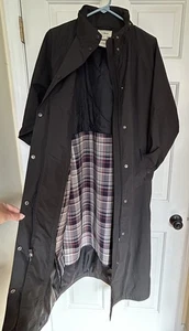 L.L. Bean Vtg Black Stadium Jacket Long Women’s Lg Removable Hood & Liner Wool - Picture 1 of 21