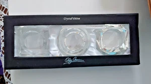 Oleg Cassini Crystal Cut Votive Candle Holders Pattern Rebecca Trio Set 3pc Gift - Picture 1 of 6