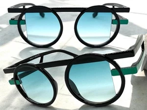 Exaggerated Classic Elegant 90's Modern Retro Style SUNGLASSES Round Black Frame - Picture 1 of 6