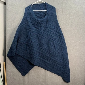 Kiironan Merino Wool Damen V-Neck Poncho Atlantic Blue Navy Gr. XL/XXL   - Bild 1 von 7