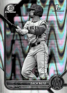 Zach Neto 2022 Bowman #BDC18 Black & White Raywave Refractor 1st Chrome Prospect - Picture 1 of 2