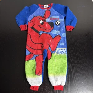 Vintage 90s CLIFFORD the Big Red Dog Size 3T One-Piece Fleece Pyjama Wormser - Bild 1 von 10
