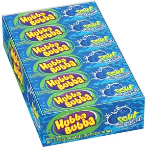Sour Blue Raspberry Bubble Gum, 5 Piece (Pack of 18) - Picture 1 of 3