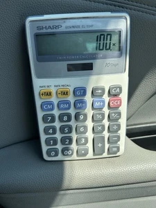SHARP ELSIMATE EL-334F Twin Power 10 Digit Calculator Solar Powered Tested - Picture 1 of 4