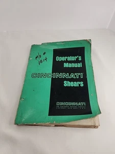 CINCINNATI SHEARS OPERATOR'S MANUAL INSTALLATION MAINTENANCE BOOK - Picture 1 of 7