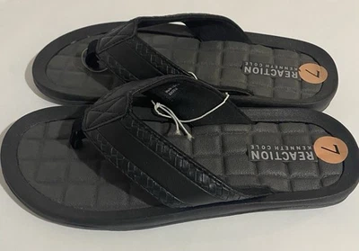 Kenneth Cole Men's Size 7 Braided Black Leather Flip Flops Sandals Brand New - Image 1 of 4