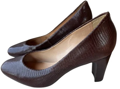 Zapatos de vestir para mujer Nurture Brand Maren de tacón bloque de cuero marrón oscuro talla 8M Foto 1 de 4