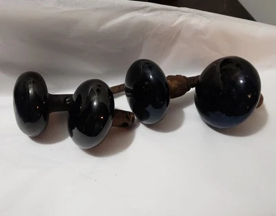 2 juegos de manija de perilla de puerta de porcelana vintage negra para restauración  Foto 1 de 4