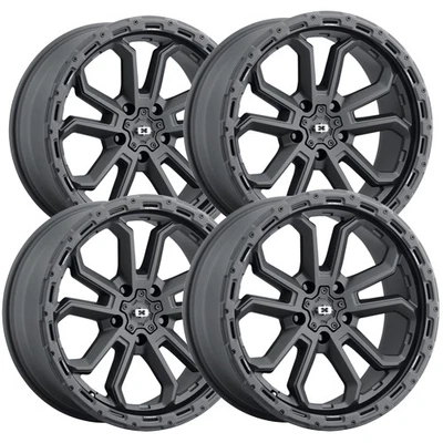 (Set of 4) Vision 405 Korupt 17x8 5x108 +30mm Satin Black Wheels Rims 17" Inch Foto 1 de 4