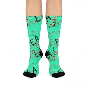Musical Notes Pattern Cushioned Crew Socks, Music Lover, gift for him - Picture 1 of 5