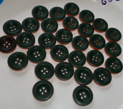 LOT OF 30 Dark Brown Top Orange bottom 4 HOLE 3/4th INCH BUTTONS, NEW - Image 1 of 2