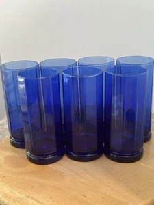 7 Anchor Hocking "Essex" Cobalt Blue Glass 6 3/8 Tall drinking glass 16 oz - Picture 1 of 13
