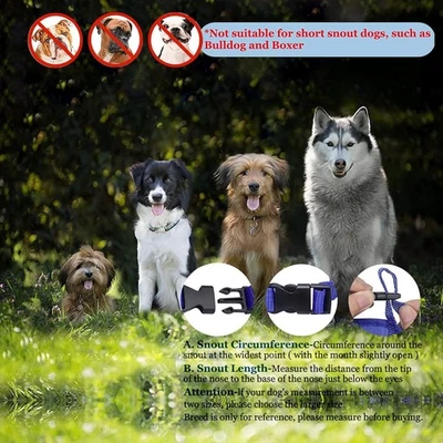 Dog Anti-Bark Bite Muzzle Adjustable Nylon Pet Dog Muzzle Size 1-7 For All Dogs - Image 1 of 4