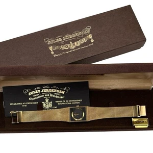Jules Jurgensen Designer Unisex Vintage 14K Gold Plated Quartz Rectangle Watch - Picture 1 of 11