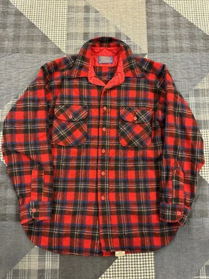 Vintage 80s Pendleton Wool Plaid Hunting Flannel Red Blue Mens Large - Image 1 of 4