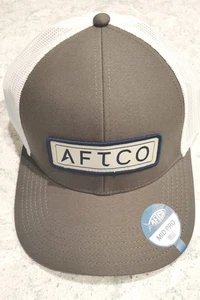 Cappello Berretto Aftco Adulto Grigio Bianco Snapback Logo Pesca Outdoor NUOVO - Foto 1 di 3