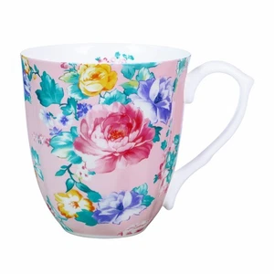 ﻿14oz Bone China Mug Floral Coffee Mug with Handle Elegant Flower Coffee Tea ... - Foto 1 di 7