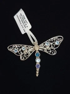 Sajen Kuisa Rainbow Moonstone & Multi-Gemstone 925 SS Butterfly Pendant/Brooch - Picture 1 of 9
