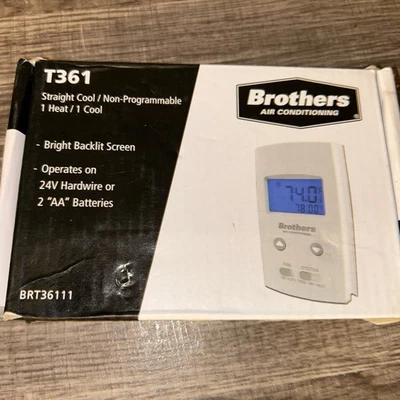 Brothers T361 Single Stage Non-Programmable Thermostat Battery Or Hardwire - Image 1 of 4
