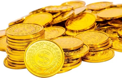 100 piezas monedas de oro de plástico a granel, monedas de oro pirata para juegos de caza del tesoro, fiesta Foto 1 de 4