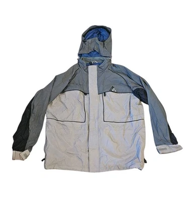 Timberland Weathergear Waterproof Jacket Men XL Gray Blue Hooded Nylon Vintage - Image 1 of 4