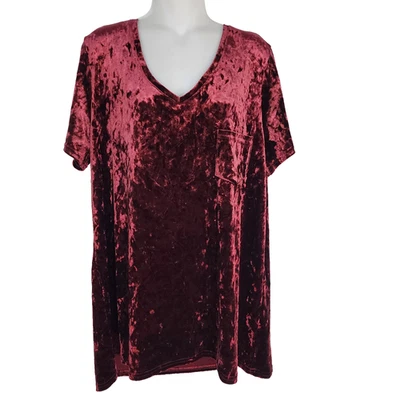 Spring and Mercer Tee Womens XXL Crushed Velvet Legging Tee Short Sleeves Pocket - Image 1 of 4