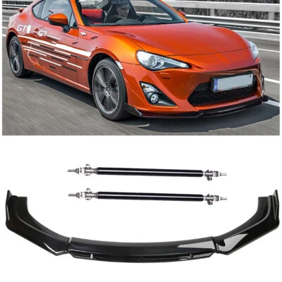 Gloss Black Front Bumper Lip Splitter Spoiler Strut Rod For Nissan 370Z 350Z - Image 1 of 4