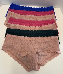HANKY PANKY SIGNATURE LACE BOYSHORTS PANTIES SET OF 7 ASSORTED COLORS SIZE L - Picture 1 of 12