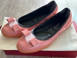 NEW Salvatore Ferragamo Womens size 5.5 C Savina Ballerina Flats Shoes Pink - Picture 1 of 7