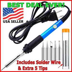Soldering Iron Electric Gun Adjustable Temperature 60W Welding Solder Wire Kit - Picture 1 of 13