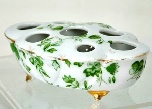 Rare!!! Vintage Porcelain Lipstick Holder Royal Crown Vanity Makeup Tray Green - Picture 1 of 3