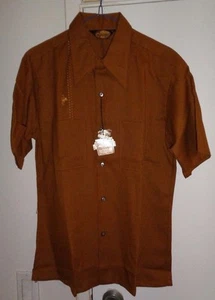 NOS DaVINCI 1950's Bronze + Gold Crest! 2 Pockets! Camp Loop Collar ROCKABILLY M - Picture 1 of 2