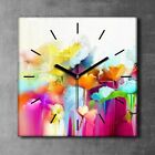 Canvas Clock Print Wall Art modern painting abstract colourful flowers 30x30