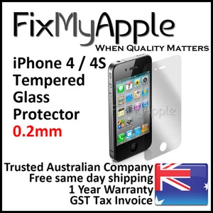 iPhone 4 4S 0.2mm Slim Premium Tempered Glass Screen Protector Guard Clear Film - Picture 1 of 1