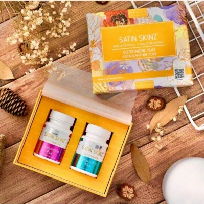 缎面 Skinz 谷胱甘肽药丸,2 合 1 皮肤美白补充剂 — 第 1/4 张图片