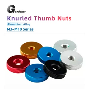M3 M4 M5 M6 M8 M10 Aluminum Alloy Screw Nut Round Flat Thin Knurled Thumb Nuts - Picture 1 of 14
