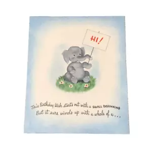 Vintage Birthday Card Elephant Big Ending Pop Up 3D Made in USA 919A - Picture 1 of 2