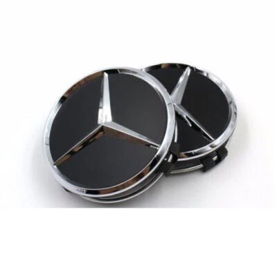 Set of 4 75MM Wheel Center Rim Caps Hubcaps for Mercedes-Benz Matte Black Star - Image 1 of 4
