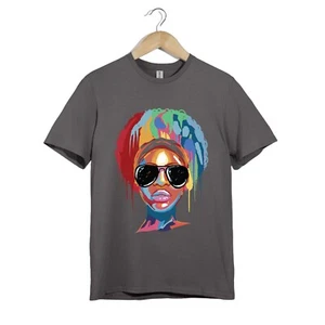 Afro Woman Art T-Shirt | Colorful Unisex Graphic Tee | Pop Art Black Queen Shirt - Picture 1 of 20