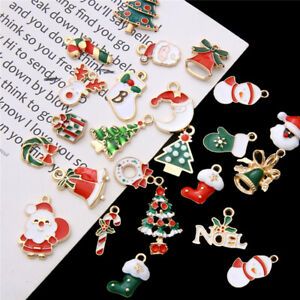10pcs/lot Christmas Tree Santa Claus Charms for DIY Making Pendants Necklaces 