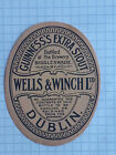 Old Beer/ Drinks Label Guinness Btt Wells & Winch, Biggleswade: Uk & Eire Only,