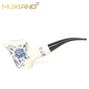 MUXIANG Keramik Tabakpfeife 9mm Poker Pfeife Acryl gebogener Stiel Tonpfeife - Bild 1 von 9