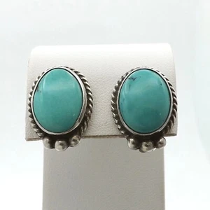 Jamison Kee Navajo Sterling Silver Turquoise Clip On Non Pierced Earrings - Picture 1 of 4