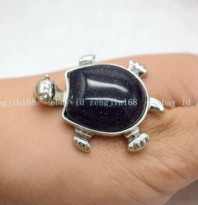 Genuine Blue Sandstone Gemstone Beads Turtle Necklace Pendant Jewelry AAA - Picture 1 of 4