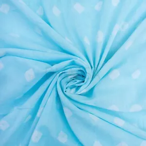Bandhani blu cielo tessuto tinto cravatta indiano 100% cotone sartoria estiva da cantiere - Foto 1 di 4