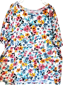 Camisa Woman Within talla grande 3x 26/30 brillante floral acogedora algodón elástica - Imagen 1 de 7